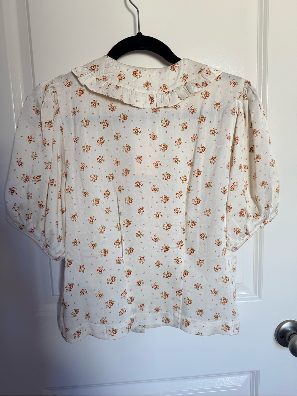 Doen Bel Ruffled Floral Print Silk-Charmeuse Blouse - Picture 3 of 7